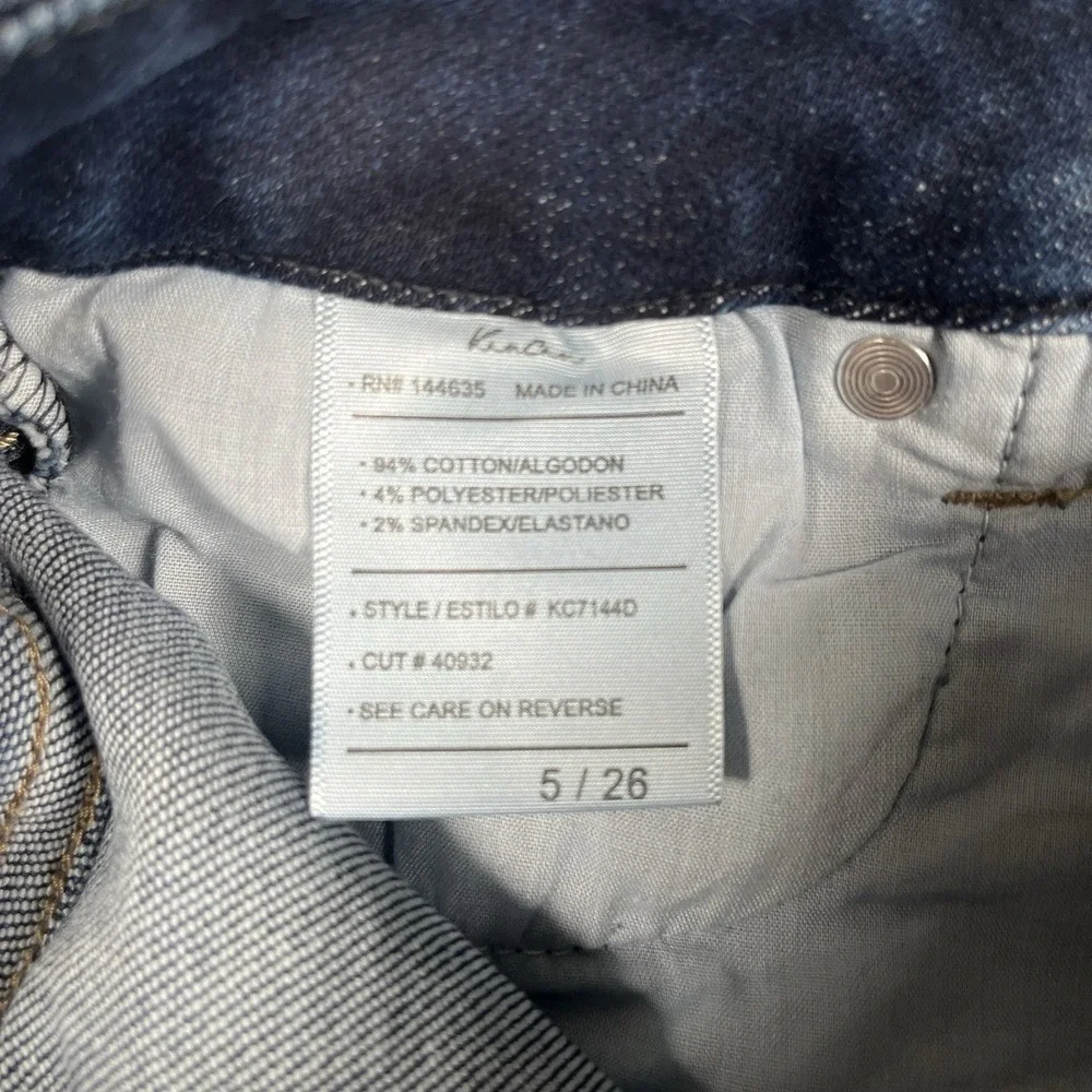 KanCan Curvy Skinny Jeans Women 5/26 Blue Distressed Exposed Button Fly *NWT‎